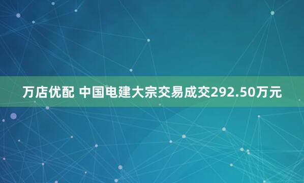 万店优配 中国电建大宗交易成交292.50万元