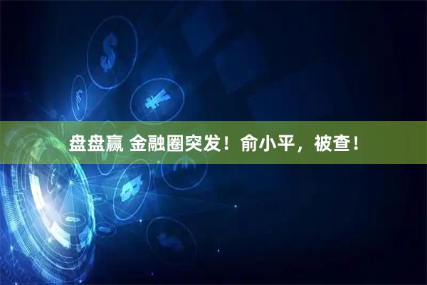 盘盘赢 金融圈突发！俞小平，被查！